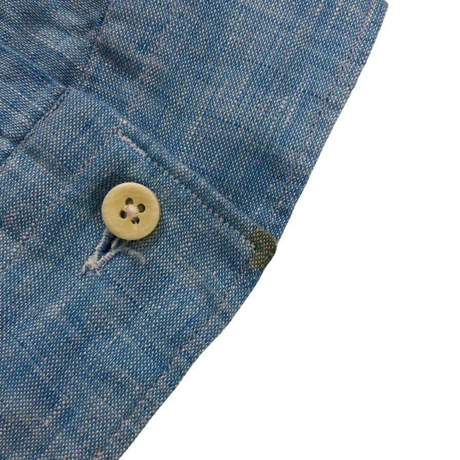 極美品◆ザッカス ノーカラーシャツ リネン メンズ サイズ41 ブルー XACUS 【AFB47】
