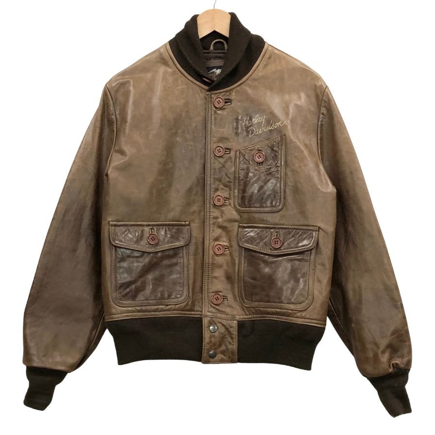 中古◇ハーレーダビッドソン レザージャケット 牛革 ブラウン M