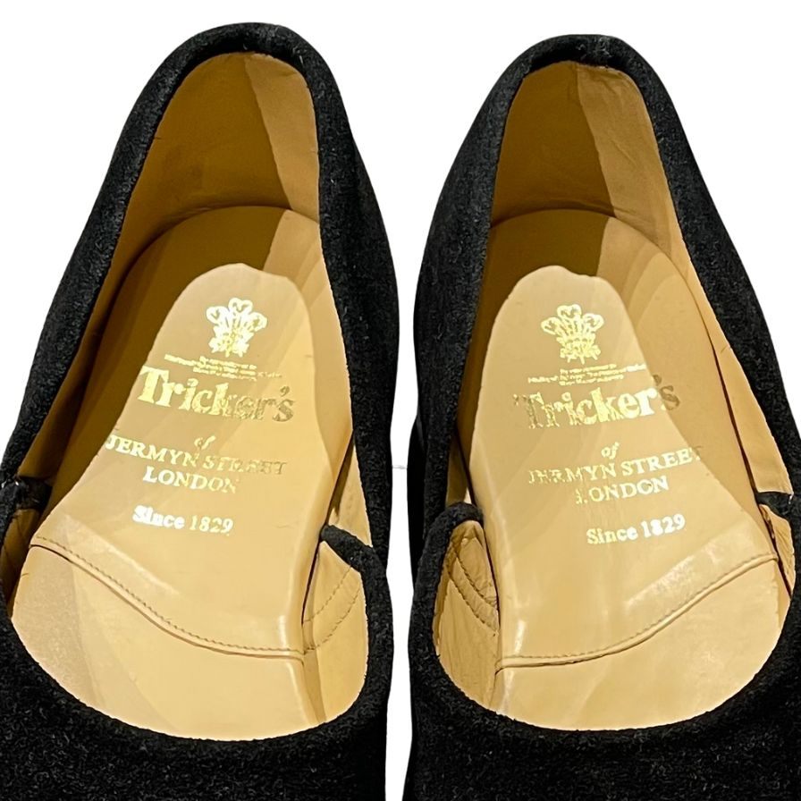トリッカーズ スリッポン ルームシューズ スターリング スエード ブラック サイズ5 メンズ Tricker's STIRLING スリッポン 約24.0cm【LA】【中古】