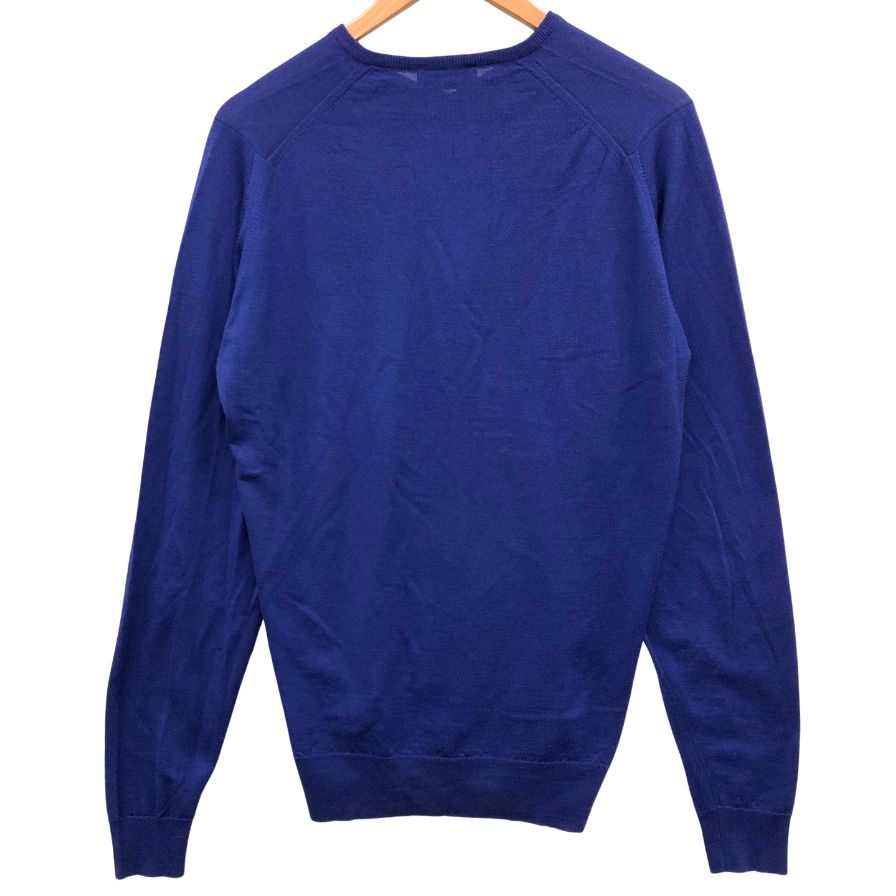 美品◆ジョンスメドレー セーター Vネック ニット ウール 薄手 ブルー メンズ サイズM JOHN SMEDLEY 【AFB9】