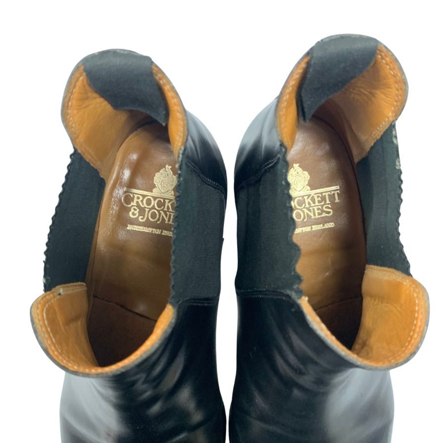 美品◆クロケット&ジョーンズ レザーシューズ チェルシー サイドゴアブーツ カーフ ブラック系 メンズ サイズ8.5E CROCKETT&JONES CHELSEA【AFC40】