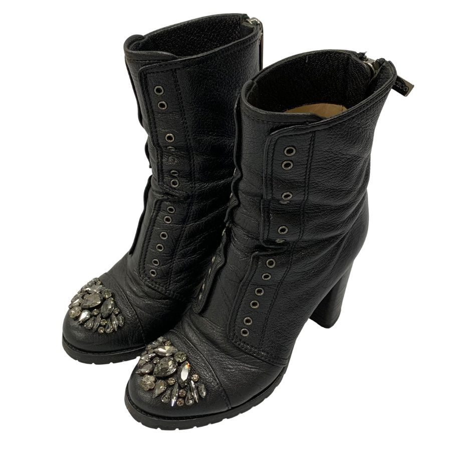 ジミーチュウ ジップアップブーツ カーフ サイズ35 レディース ブラック JIMMY CHOO 約22.5cm【AFC47】