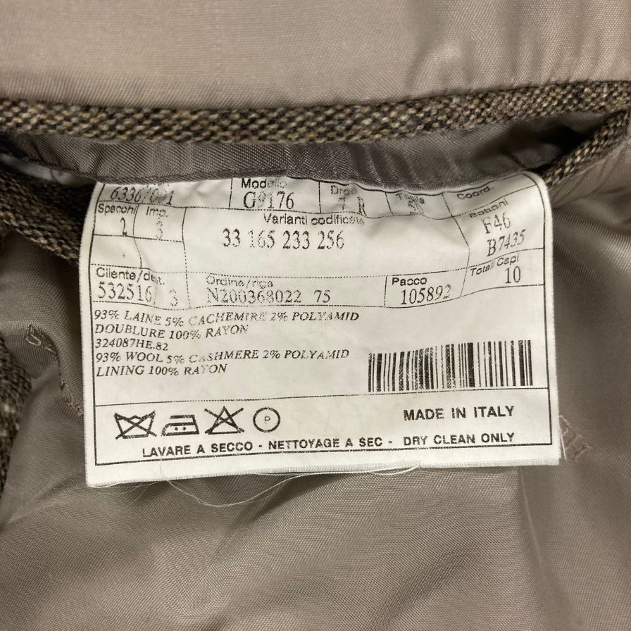 美品◆エルメス ツイードジャケット G9176 ウール カシミア ポリエステル ブラウン系 サイズ50 メンズ HERMES 【AFB36】