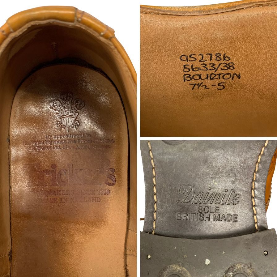 トリッカーズ レザーシューズ バートン ウイングチップ 75633 サイズ7.5 ブラウン系 メンズ Tricker's 約26.0cm【AFC43】