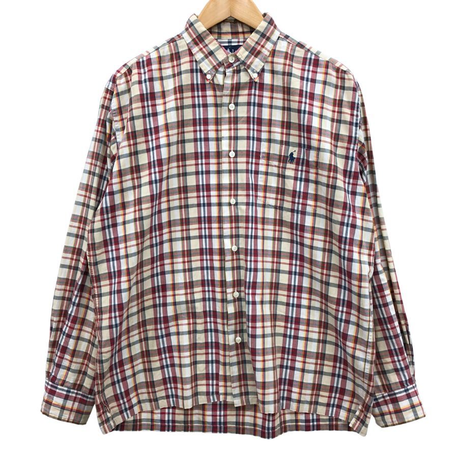 美品◆ラルフローレン 90S チェックシャツ ヴィンテージ マルチカラー メンズ サイズM RALPH LAUREN 【AFB50】