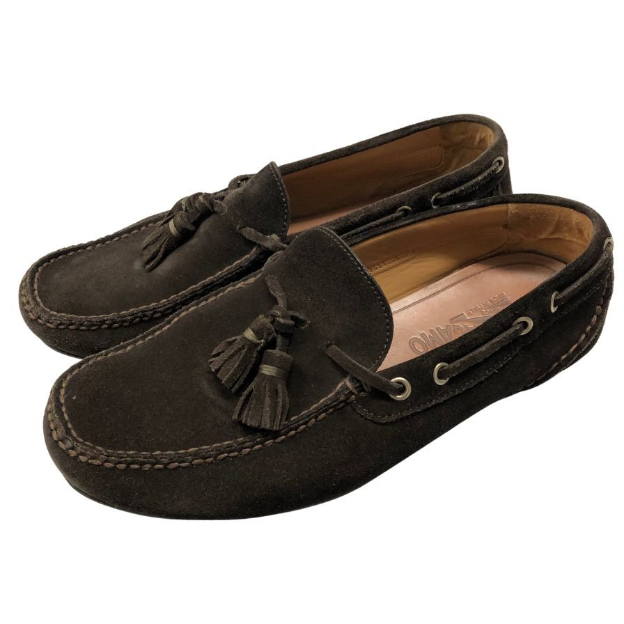 サルヴァトーレ フェラガモ タッセルローファー スエード サイズ7 ブラウン レディース Salvatore Ferragamo 約24.0cm【AFC40】