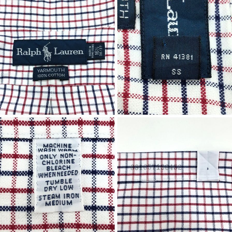 美品◆ラルフローレン 長袖シャツ ボタンダウン 胸刺繍 チェック メンズ サイズ16 1/2 RALPH LAUREN 【AFB17】