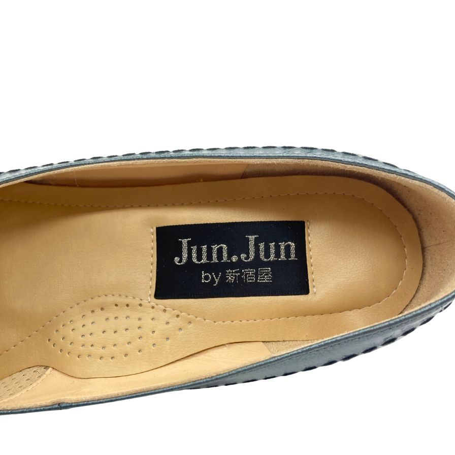 ジュンジュンバイ新宿屋 パンプス レザー 4890 グレーE Nネブラ レディース サイズ24.5 Jun.Jun by shinjukuya 約24.5cm【7-8】