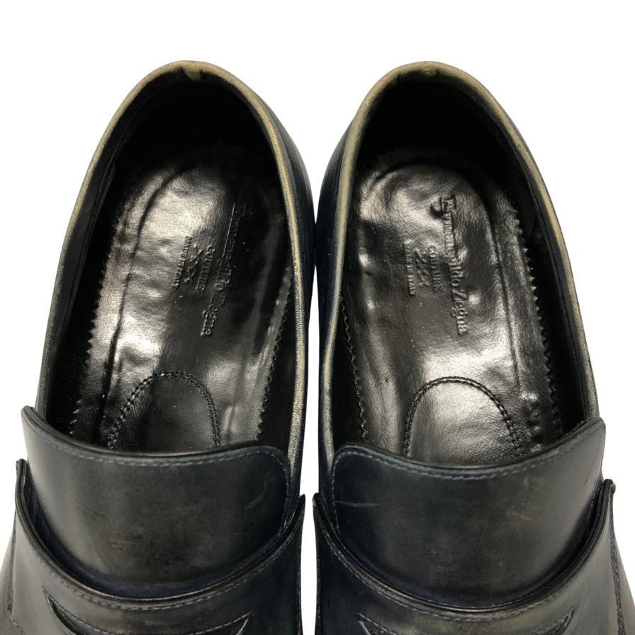 エルメネジルドゼニア クチュールライン コインローファー ダークブラウン グッドイヤー製法 メンズ 8.5EE Ermenegildo Zegna 約27.5cm【AFC5】