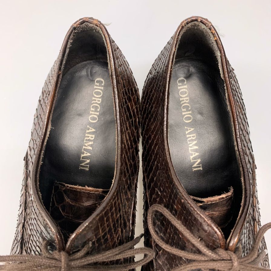 ジョルジオアルマーニ レザーシューズ 404 パイソン ブラウン サイズ39.5 メンズ GIORGIO ARMANI 約24.5cm【AFC33】