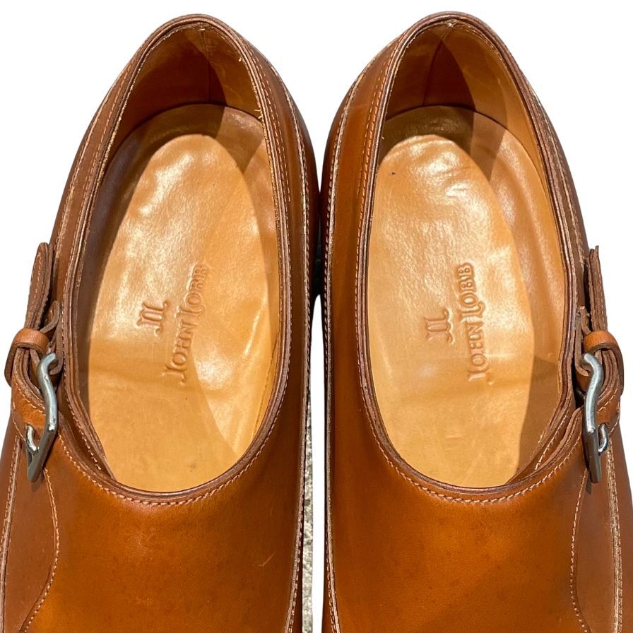 ジョンロブ レザーシューズ バークレー シングルモンク Jスタンプ ブラウン UK7E JOHNLOBB ビジネスシューズ 約25.5cm【LA】【中古】