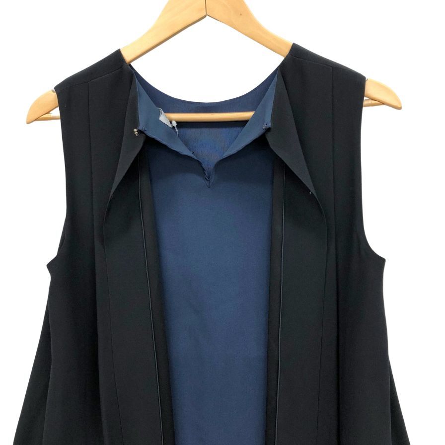 新品同様◆マックスマーラ スポーツマックス カットソー ノースリーブ 切替 ネイビー レディース サイズ42 MAX MARA SPORTMAX 【AFB25】