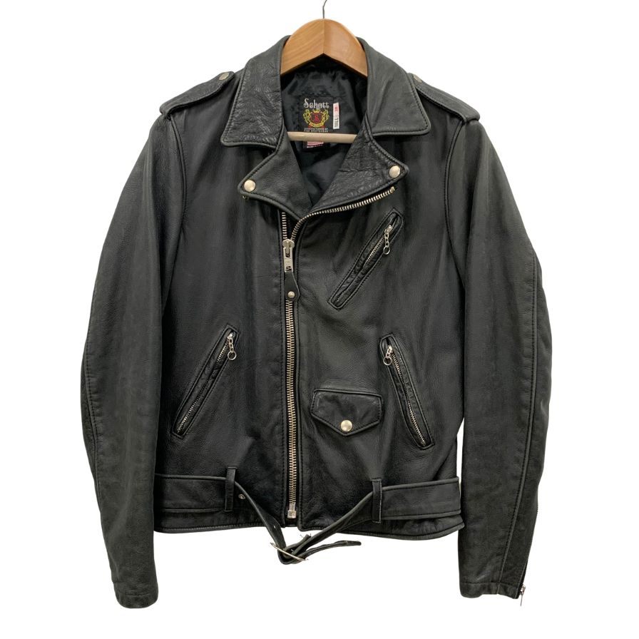 美品◆ショット レザージャケット ダブルライダースジャケット 7446 613WA ブラック サイズ38 メンズ Schott 【AFG1】