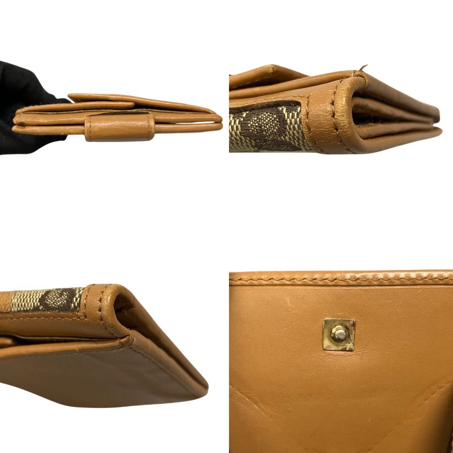 グッチ 二つ折り財布 Wホック レディース ベージュ キャンバス×レザー 035 02126 2718 5 GUCCI【AFI15】