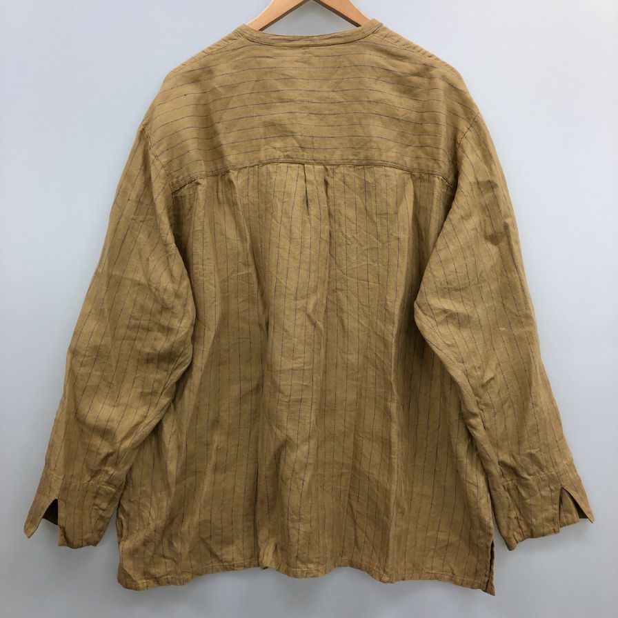 美品◆インターナショナルギャラリービームス シャツ リネンプルオーバー ヘンリーネック ベージュ メンズ サイズM international gallery beams 【AFB34】