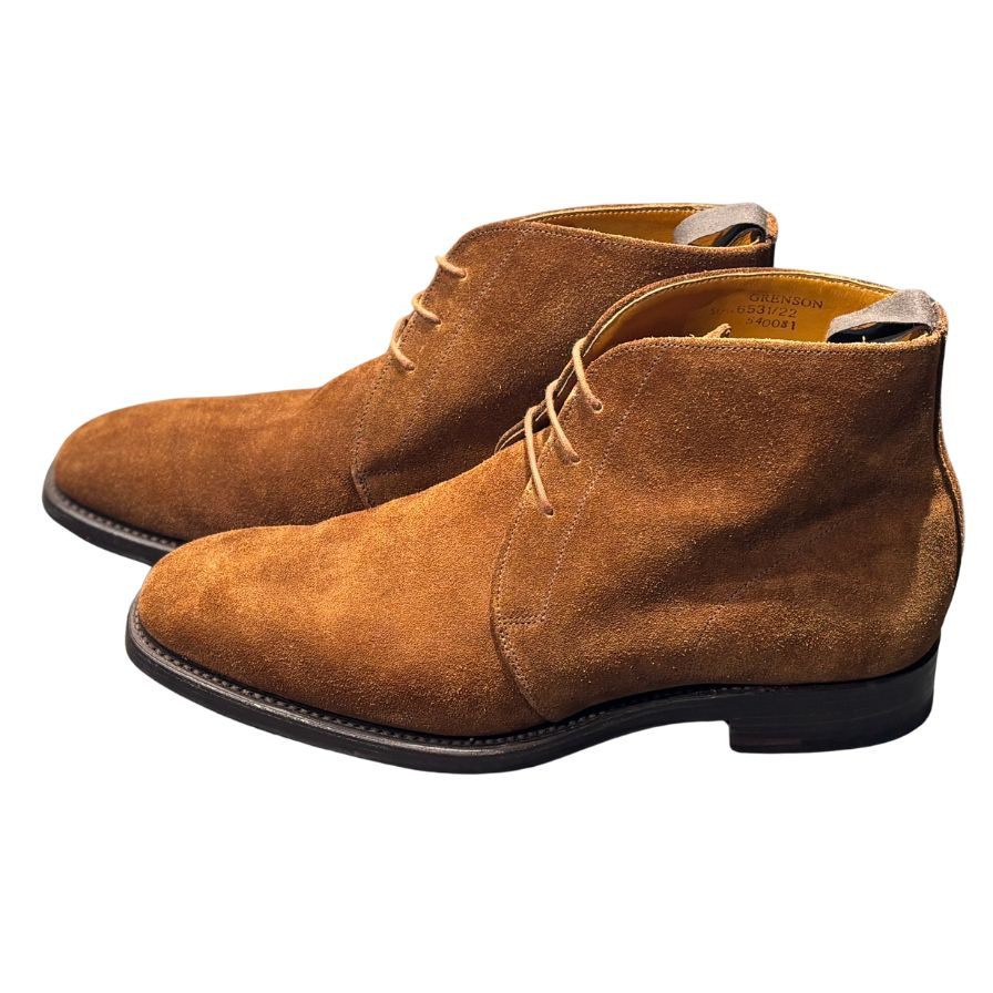 グレンソン チャッカブーツ 6531 スエード ブラウン メンズUK8.5F GRENSON ブーツ 約27.0cm【LA】【中古】