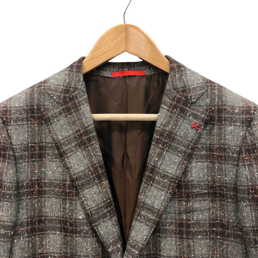 新品同様◆イザイア 2Bテイラード ツイード ジャケット グレー メンズ サイズ 50 ISAIA JAPAN 【AFB26】