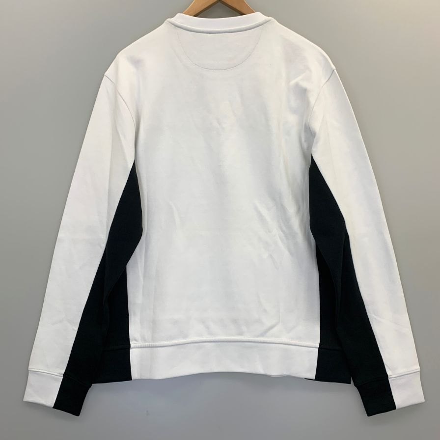 中古◆アルマーニ エクスチェンジ トレーナー 切替 刺繍 ロゴ クルーネック スウェット ホワイト メンズ サイズL ARMANI EXCHANGE 【AFB9】