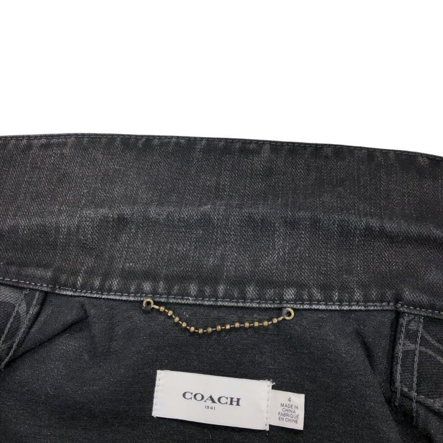 美品◆コーチ デニムジャケット シグネチャー 馬車金具 ブラック レディース サイズ4 COACH 【AFB30】