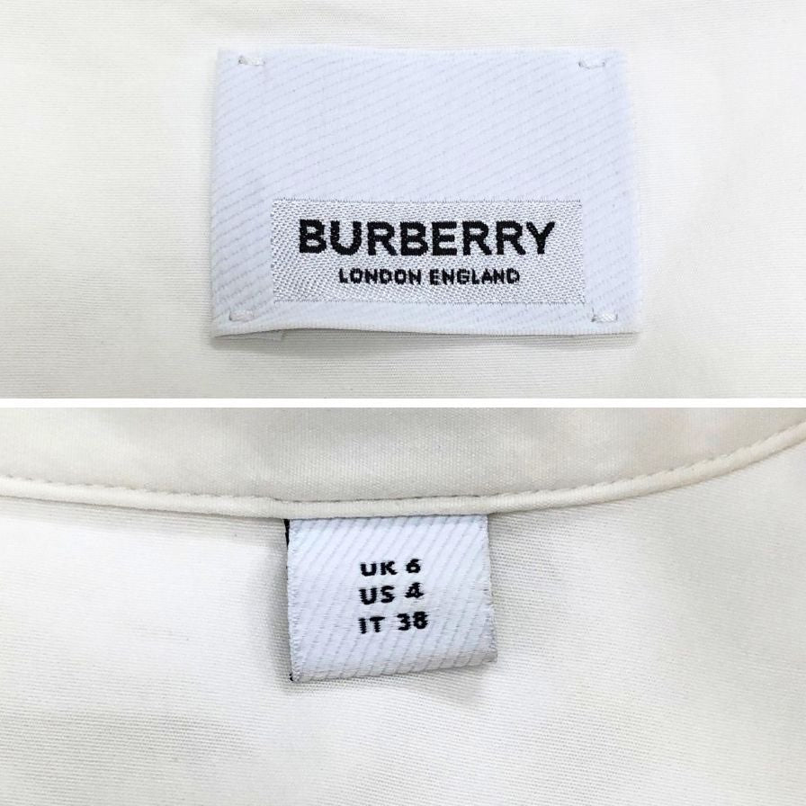 中古◆バーバリー ワンピース フェリープリント シャツワンピース ホワイト レディース サイズUK6 BURBERRY LONDON 【AFB6】