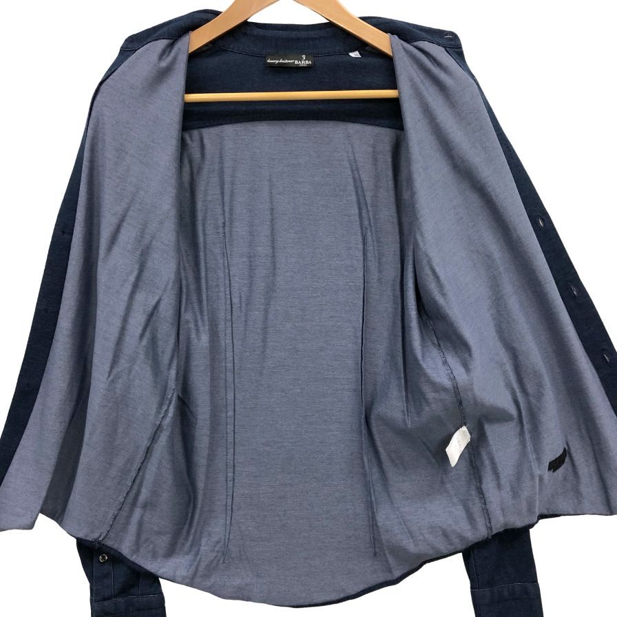 美品◆バルバ カッタウェイシャツ ネイビー メンズ サイズ46 BARBA 【AFB21】
