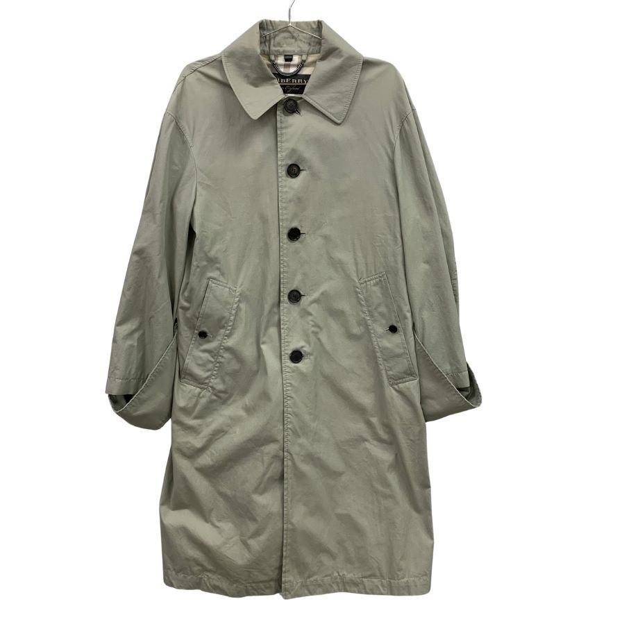 中古◆バーバリー ステンカラーコート イングランド製 サイズS グリーン系 コットン BURBERRY 【AFA14】