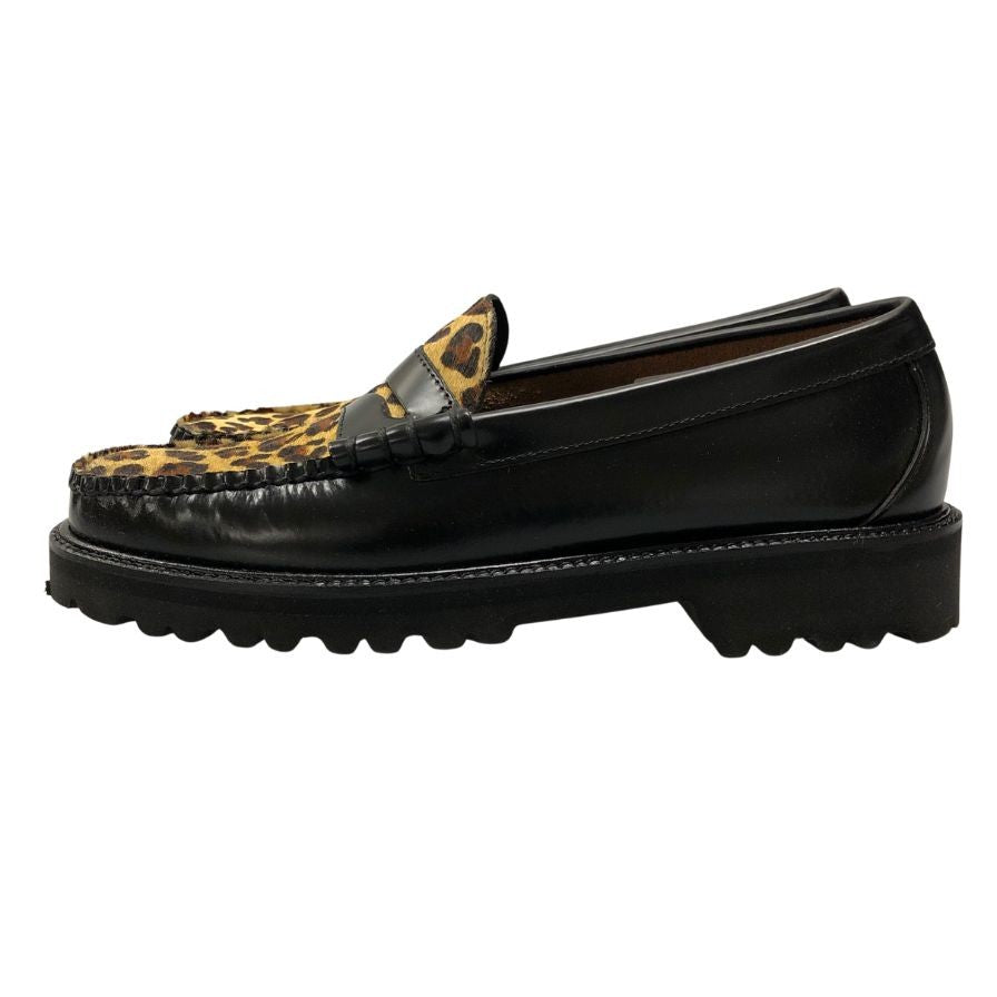 ジーエイチバス ローファー ウィージャンズ ラーソン エキゾチック レオパード サイズ8 メンズ ブラック G.H.Bass&Co. WEEJUNS LARSON 約26.0cm【AFD5】