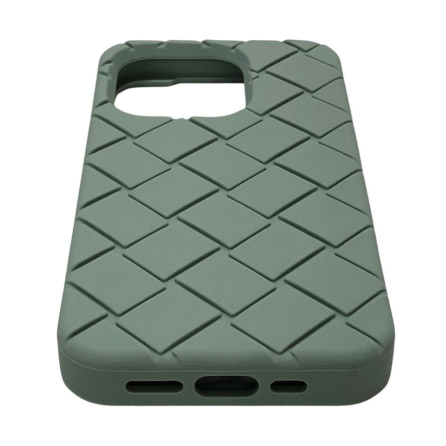 ボッテガヴェネタ iPhoneケース iPhone15Pro ラバー イントレチャート グリーン系 BOTTEGA VENETA【AFI27】【中古】