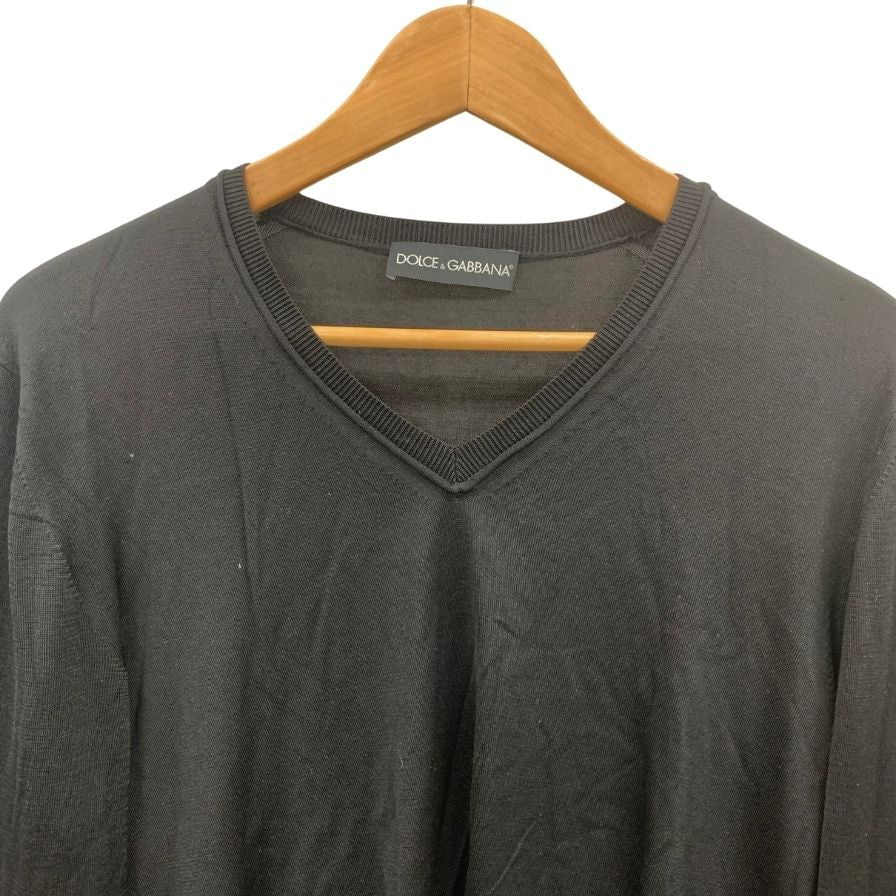 美品◆ドルチェ&ガッバーナ Vネックリブニット ブラック ユニセックス サイズ48 DOLCE&GABBANA 【AFB29】