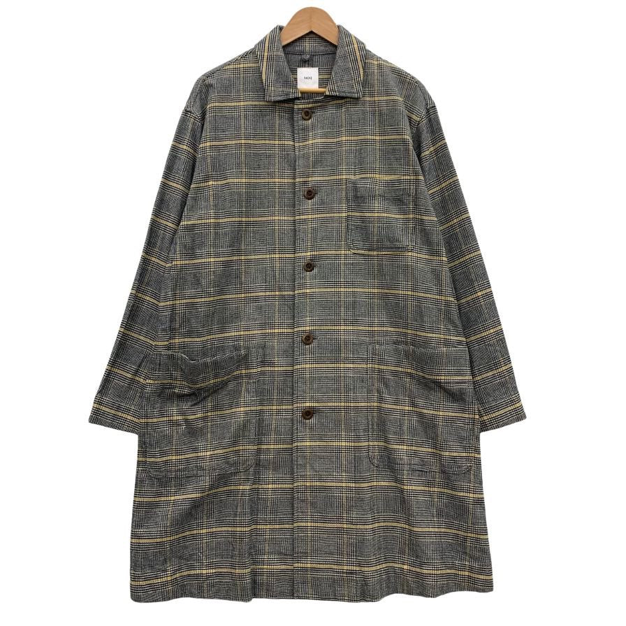 極美品◆ティーエスエス コットン チェック ロングコート サイズ1 メンズ グレー ts(s) 【AFB12】