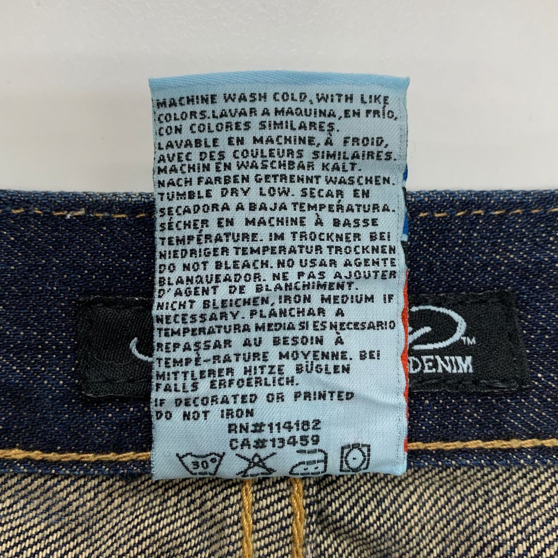 エドハーディー デニムパンツ ドクロ 蛇 刺繍 ペイント 装飾 ボタンフライ ウォッシュ USED加工 2009 インディゴ メンズ サイズ36 Ed Hardy 【AFB27】