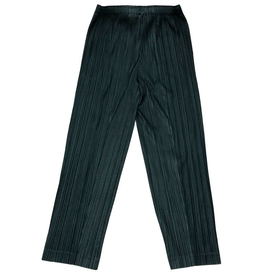 プリーツプリーズ イッセイミヤケ パンツ THICKER BOTTOMS ポリエステル サイズ4 レディース グリーン PLEATS PLEASE ISSEY MIYAKE 【AFB38】