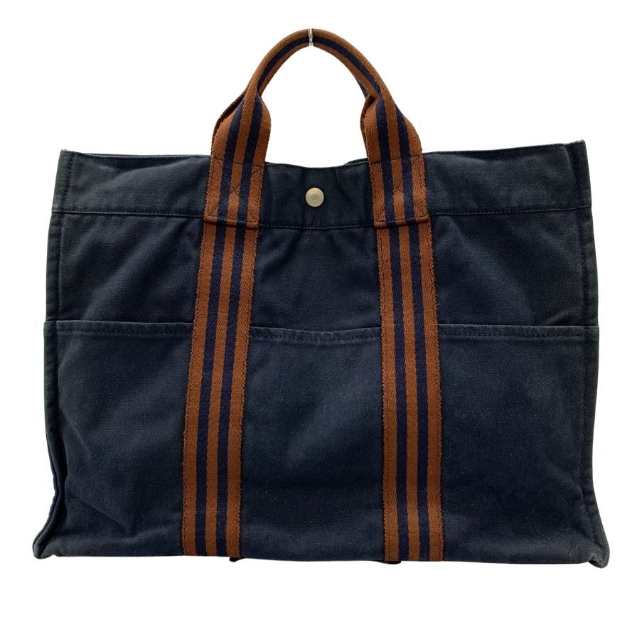 エルメス ハンドバッグ フールトゥー MM キャンバス ハンドバッグ レディース ネイビー HERMES【AFE10】