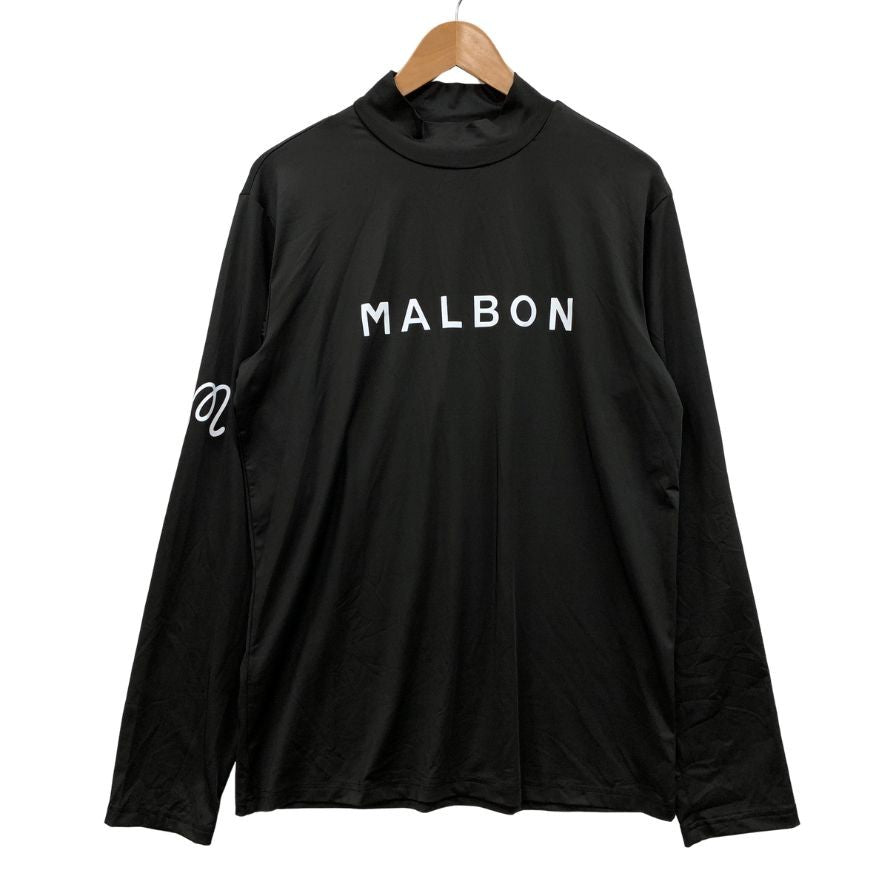 美品◆マルボン ハイネックシャツ メンズ ポリエステル ポリウレタン サイズL ブラック MALBON 【AFB49】