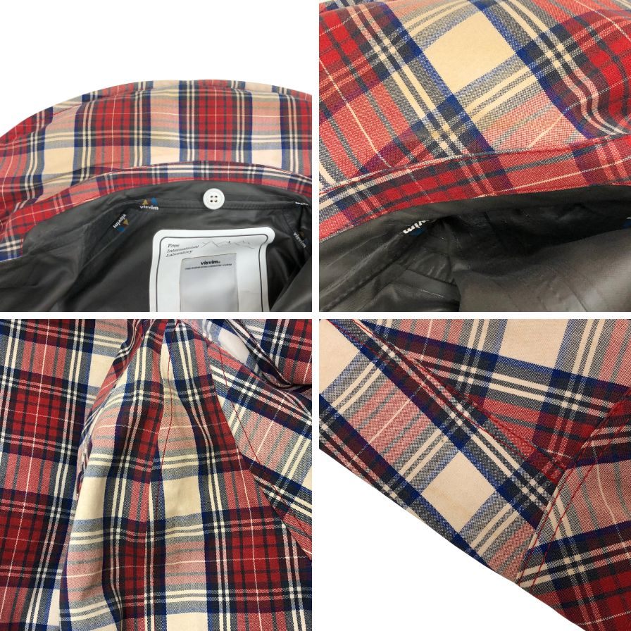 中古◆ヴィズヴィム ビズビム PFD ジャケット コットン ラミネート加工 ゴアテックス チェック メンズ レッド サイズM VS0001557 visvim 【AFB52】