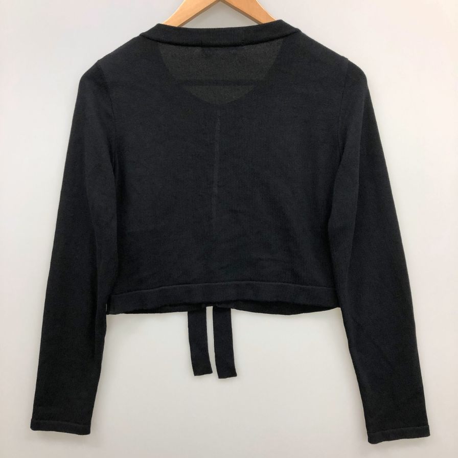 美品◆ルネ カーディガン フラワー レース 切替 コットン ブラック レディース サイズ38 Rene 【AFB6】