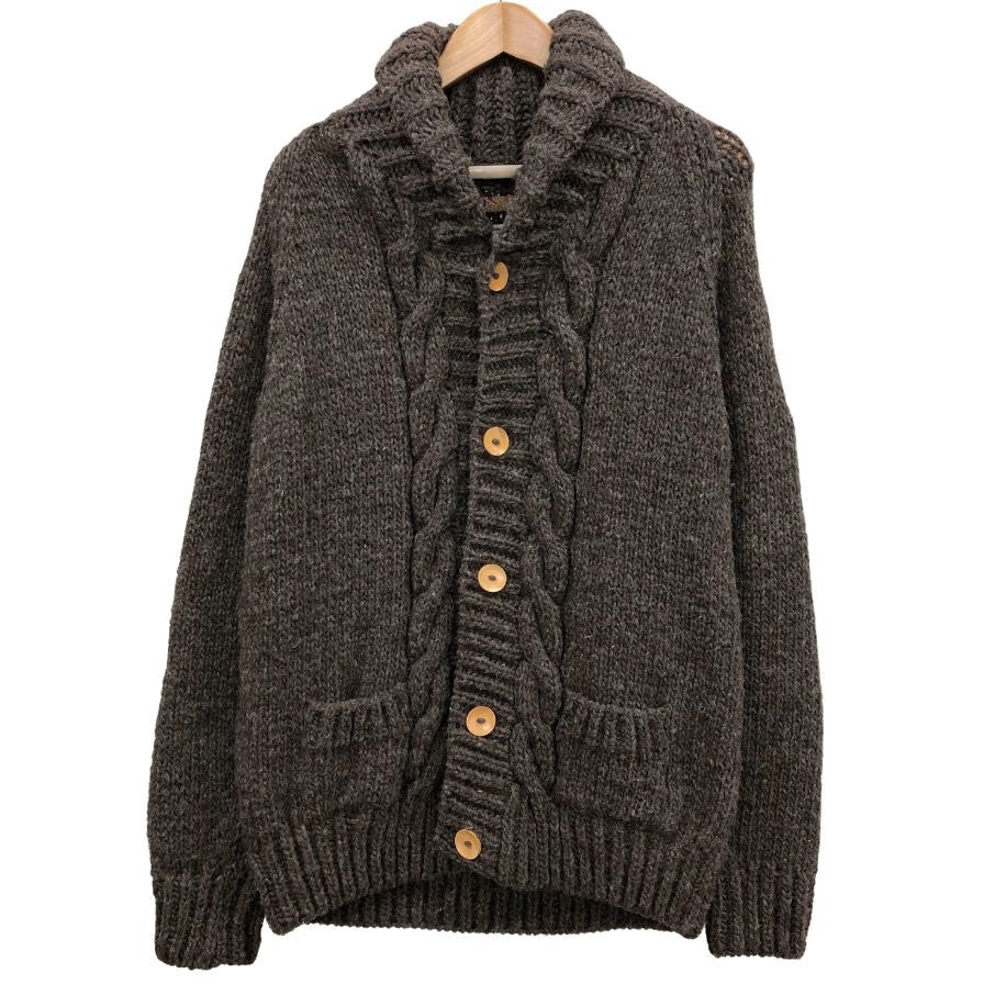 美品◆アーバンリサーチ ドアーズ ハンドニット 木製ボタン ペルー製 メンズ サイズL ブラウン URBAN RESEARCH DOORS 【AFB26】