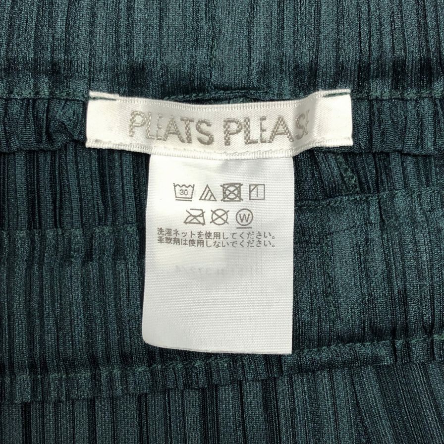 プリーツプリーズ イッセイミヤケ パンツ THICKER BOTTOMS ポリエステル サイズ4 レディース グリーン PLEATS PLEASE ISSEY MIYAKE 【AFB38】