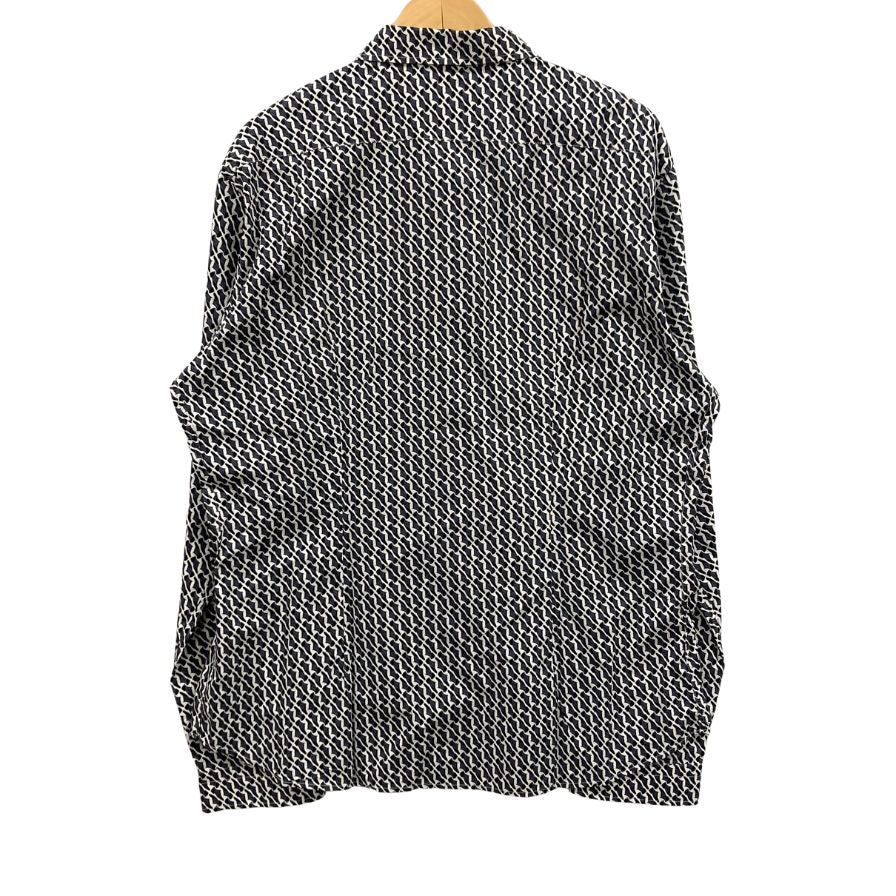 中古◆モスキーノ 長袖シャツ 総柄 メンズ ブラック ホワイト サイズ3XL MOSCHINO 【AFB20】