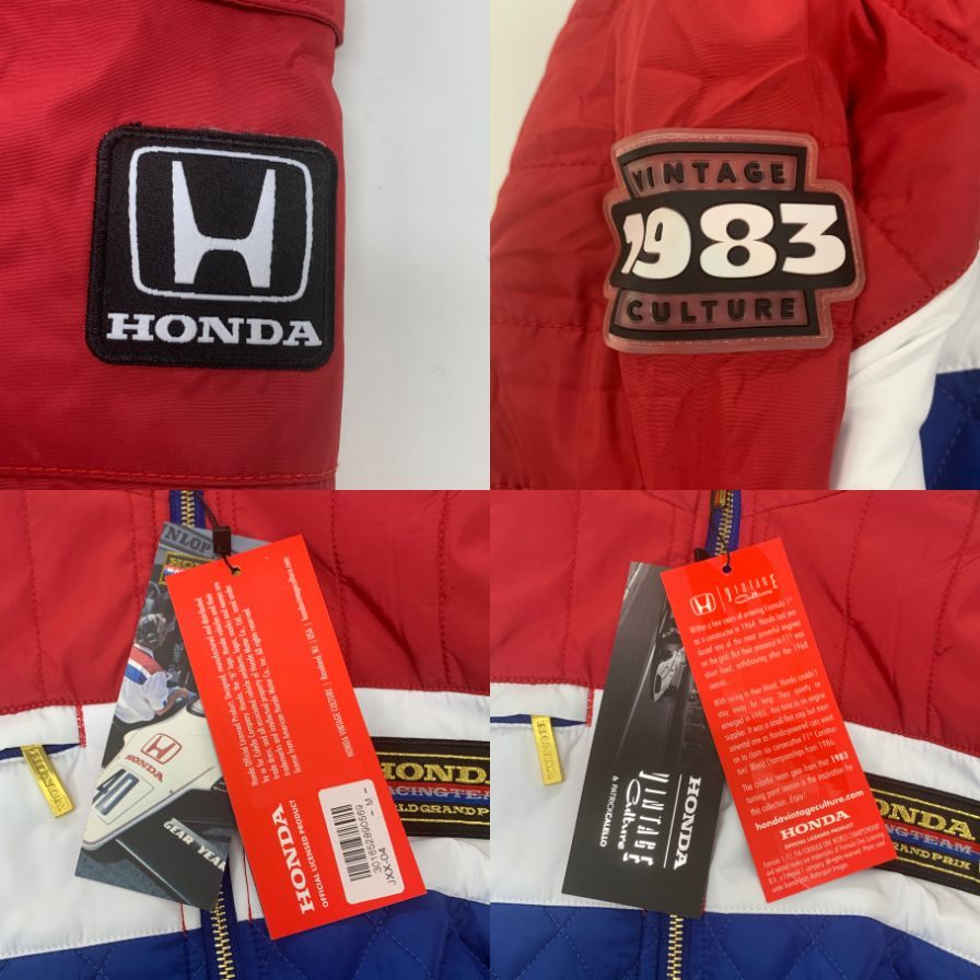 新品同様◆ホンダ F1 レーシングチーム 1983 キルティング ジャケット トリコカラー サイズM Honda Vintage Culture 【AFF24】