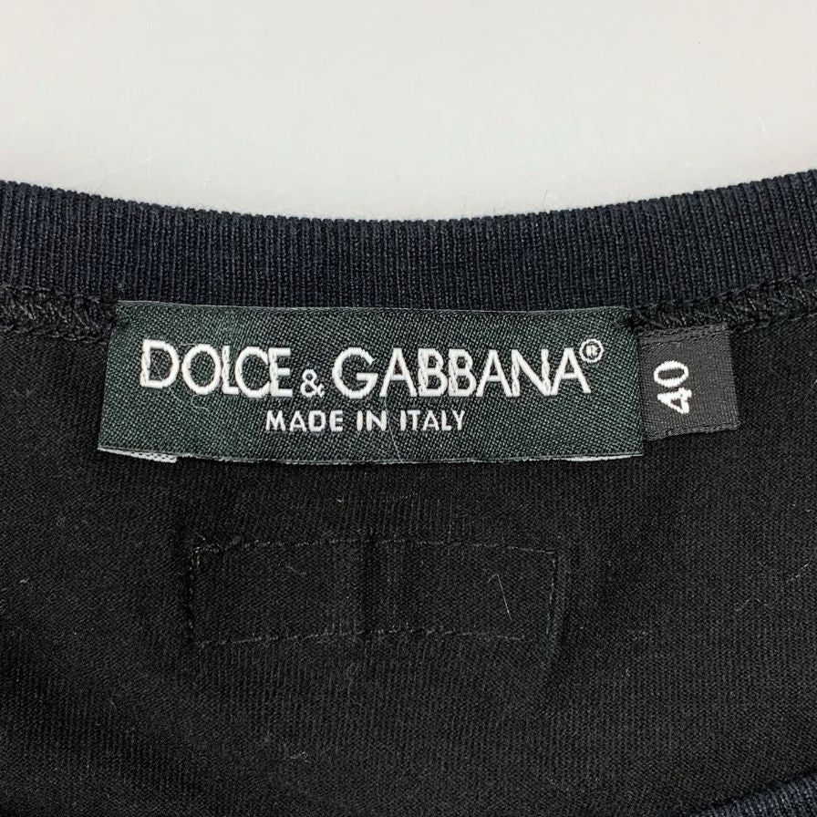 美品◆ドルチェ&ガッバーナ ロンT 長袖Tシャツ カットソー ブラック サイズ40 メンズ DOLCE&GABBANA 【AFB33】