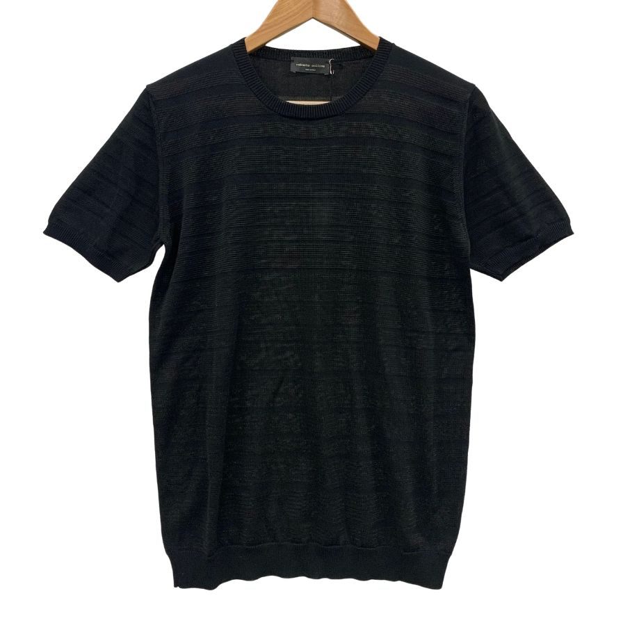 新品同様◆ロベルトコリーナ ニットTシャツ シースルー RE47021 ブラック サイズ48 レディース roberto collina 【AFB24】