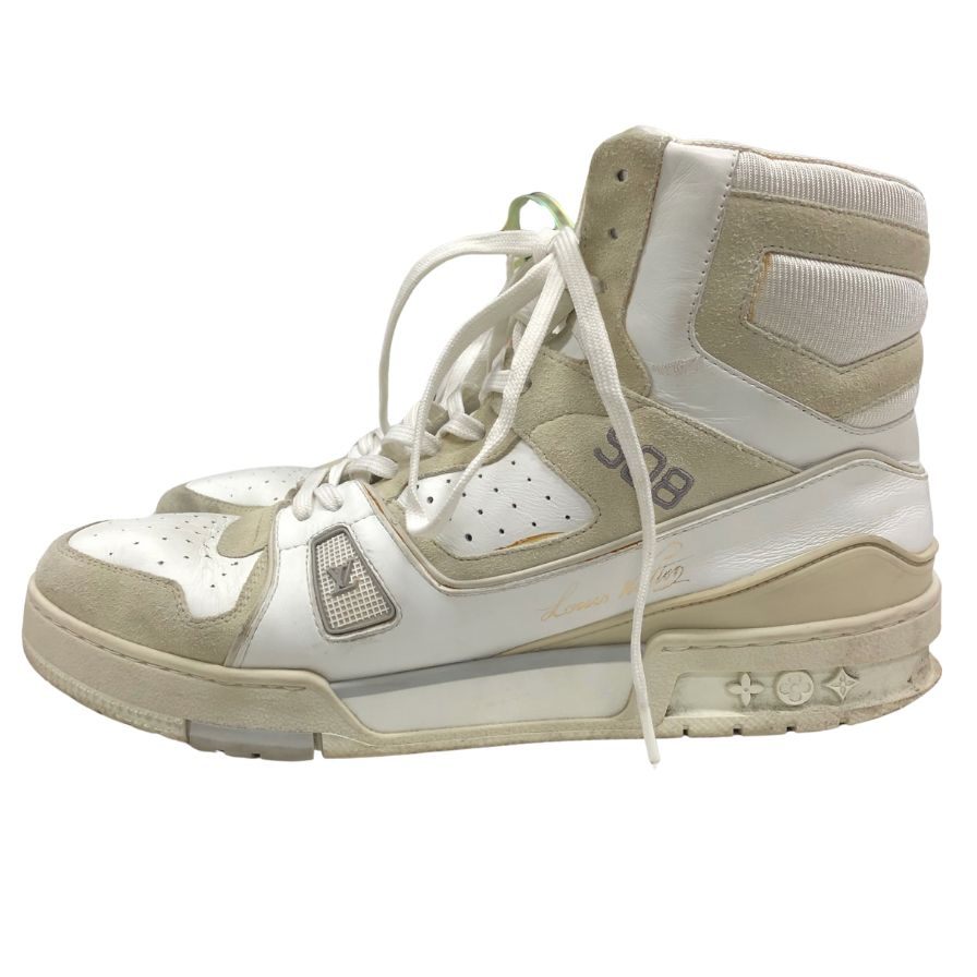 ルイ ヴィトン メンズ レザー ハイカットスニーカー LVトレイナーライン VL1119 2019 サイズ8 1/2 ホワイト LOUIS VUITTON 約27.0cm【AFC41】
