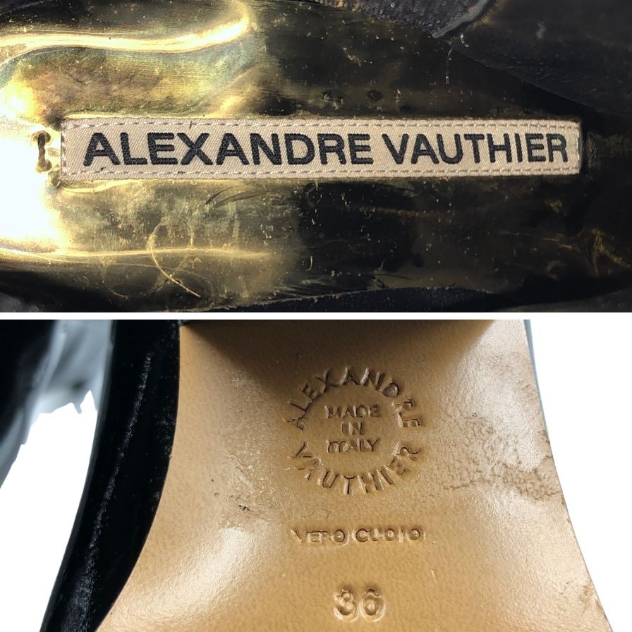 アレクサンドル ボーティエ ヒールブーツ パテントレザー ラインストーン ブラック レディース サイズ36 Alexandre Vauthier 約22.5cm【AFC47】