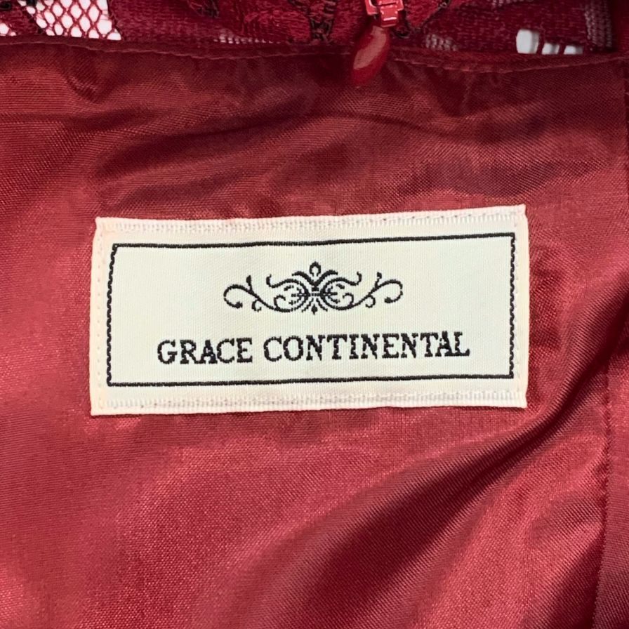極美品◆グレースコンチネンタル ノースリーブワンピース レース 花柄 レッド系 レディース サイズ36 GRACE CONTINENTAL 【AFB6】