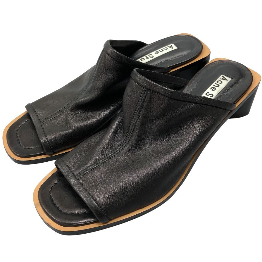 アクネ ストゥディオズ ミュール オープントゥ チャンキーヒール レザー サイズ39 レディース Acne Studios 約25.5cm【AFC29】