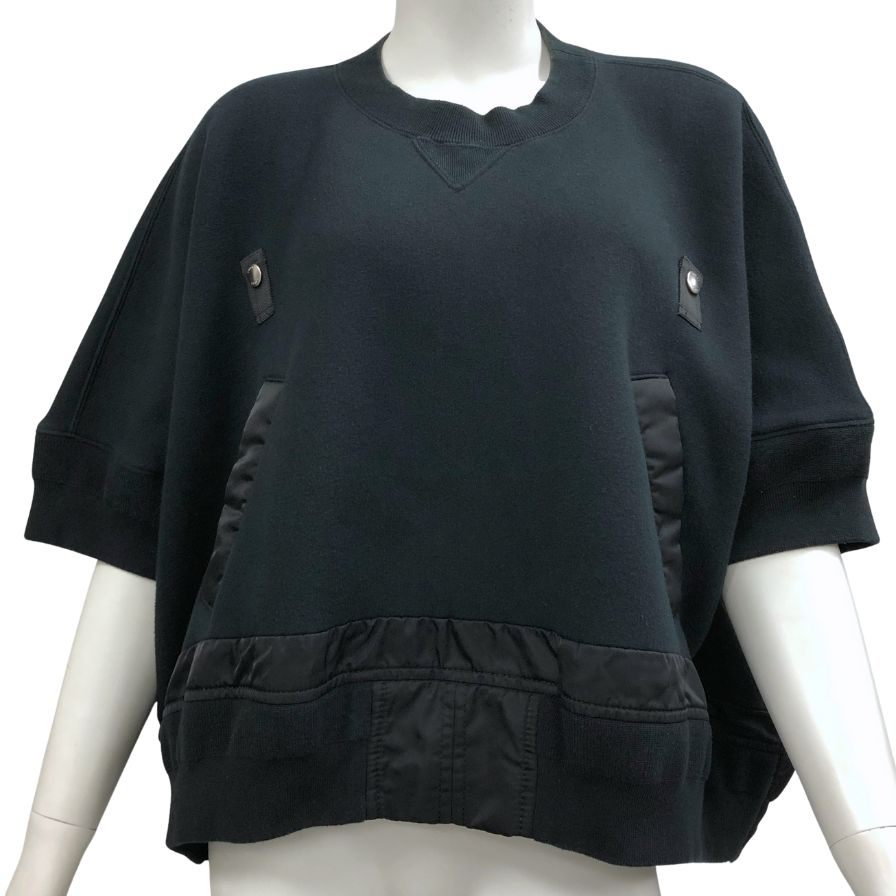美品◆サカイ トップス プルオーバー スウェット 22-05975 コットン×ナイロン切替 レディース サイズ3 ブラック Sacai 【AFB7】