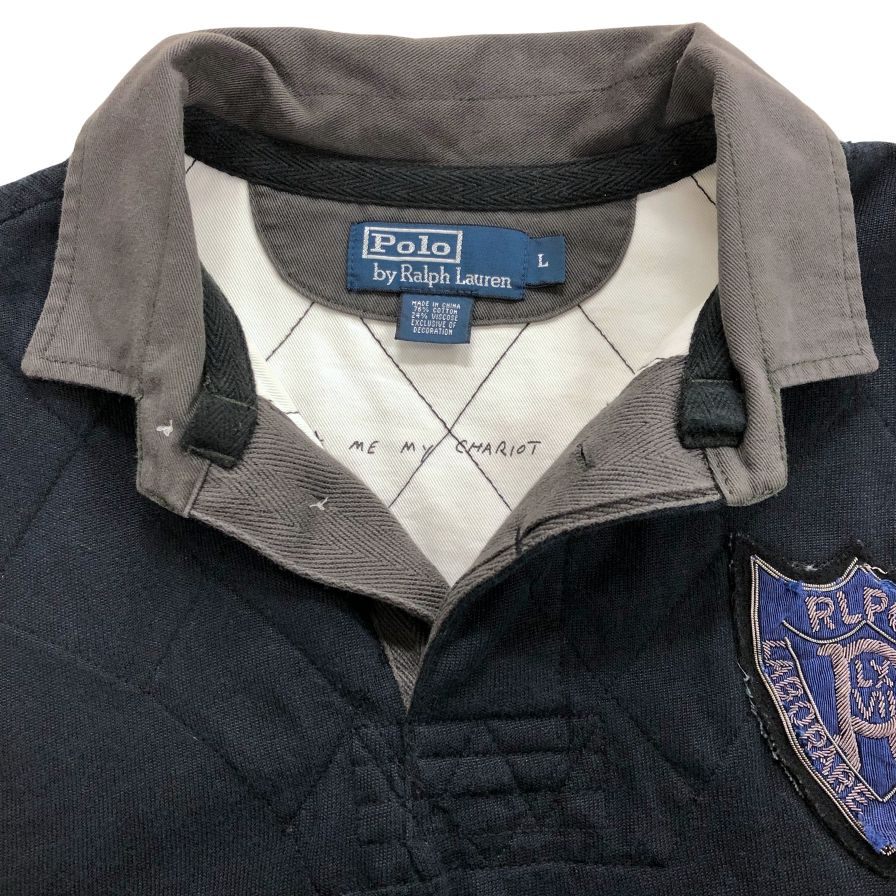 ポロラルフローレン ラガーシャツ 90S コットン ネイビー メンズ サイズL Polo Ralph Lauren【LA】