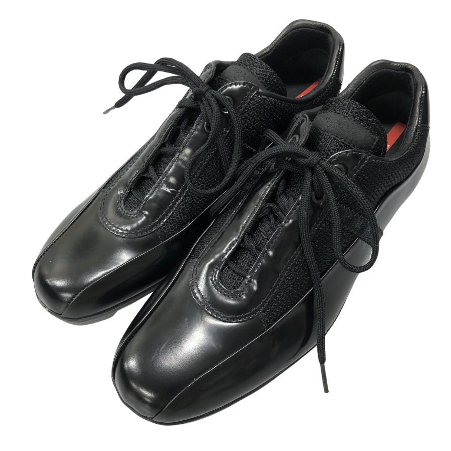 プラダ スポーツ スニーカー 3252 エナメル レディーズ サイズ25 ブラック PRADA 約25.0cm【AFD3】