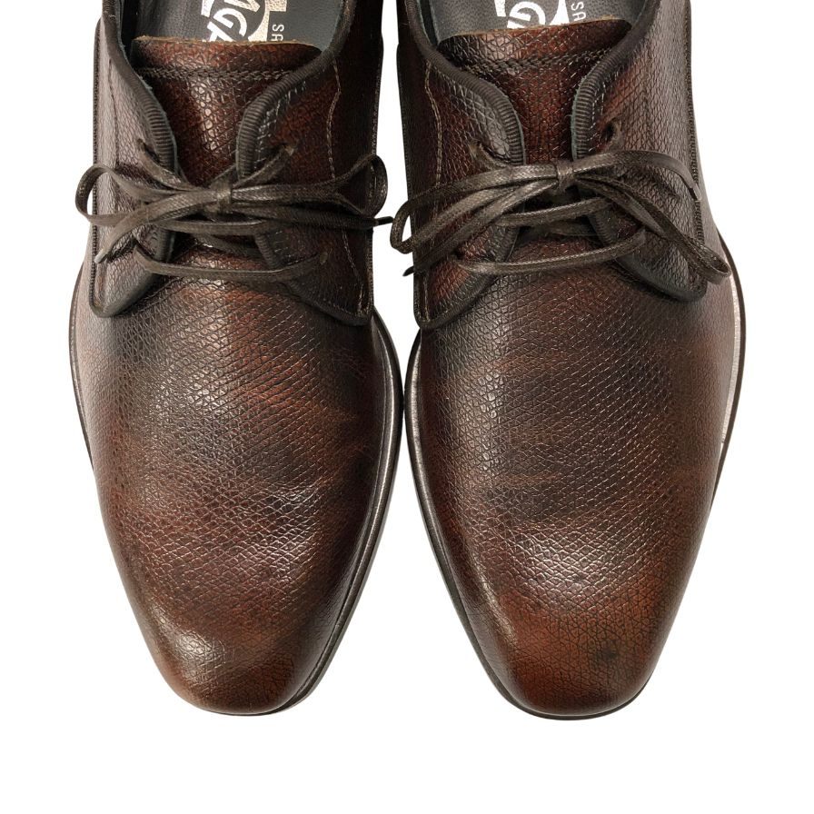 サルヴァトーレ フェラガモ レザーシューズ プレーントゥ キャビアスキン ブラウン系 サイズ5 レディース Salvatore Ferragamo 約22.5cm【AFD2】